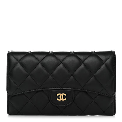 Chanel Lambskin Quilted Large Flap Wallet Black 1 of 8