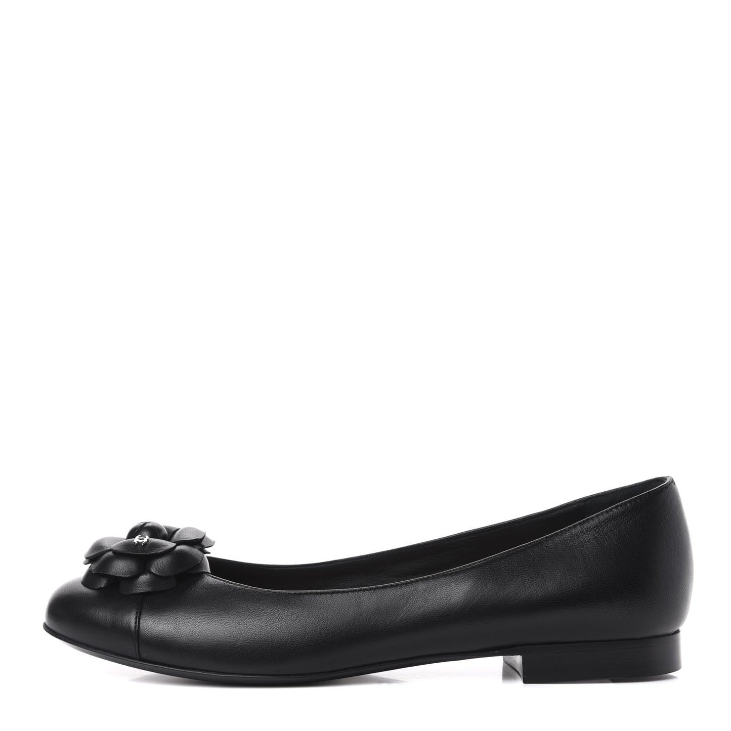 Lambskin Camellia Ballerina Flats 39 Black