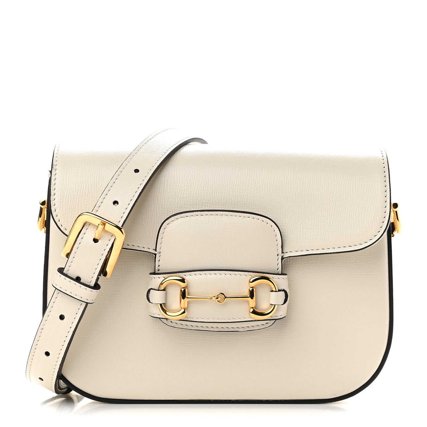 Azalea Calfskin Web Mini Horsebit 1955 Shoulder Bag Mystic White