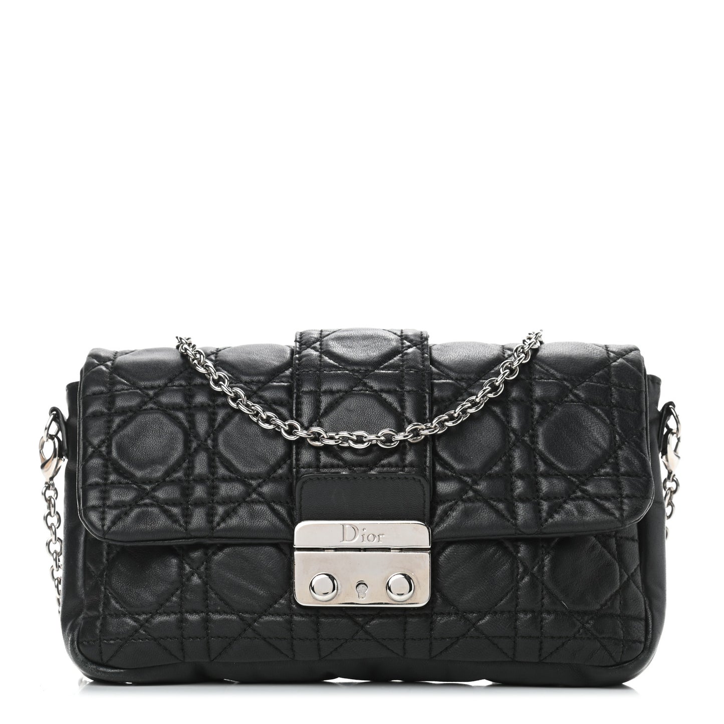 Lambskin Cannage New Lock Pouch Black