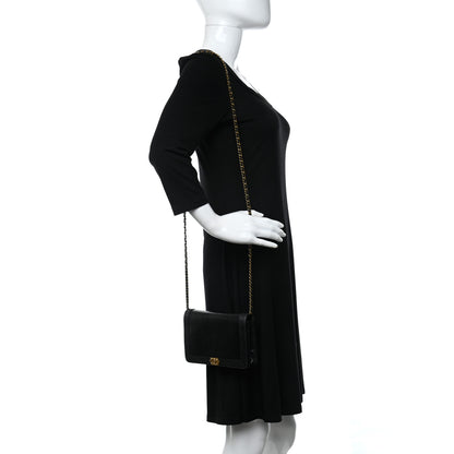 Chanel Lizard Calfskin Boy Wallet on Chain WOC Black 2 of 11