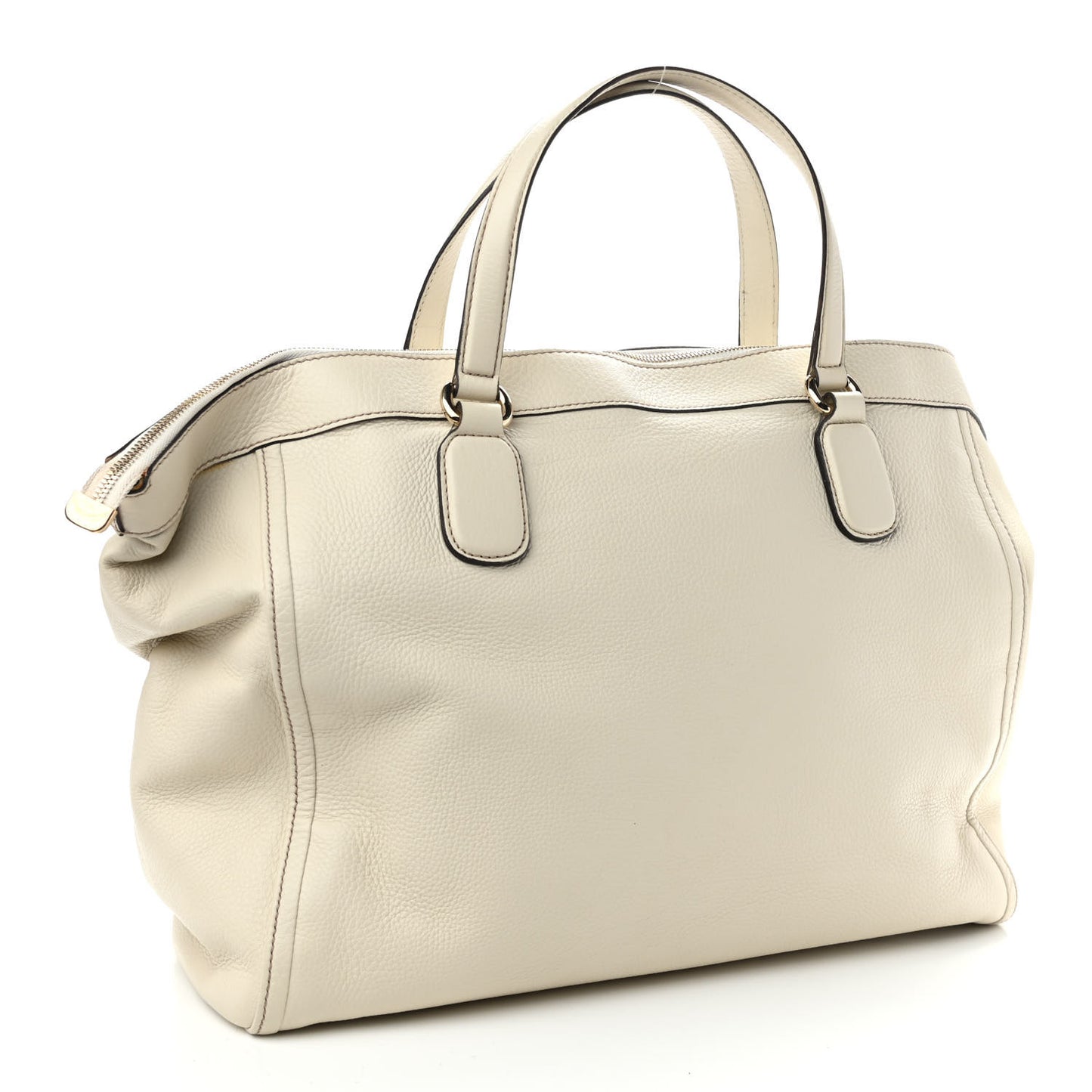 Pebbled Calfskin Large Soho Top Handle Bag Off White