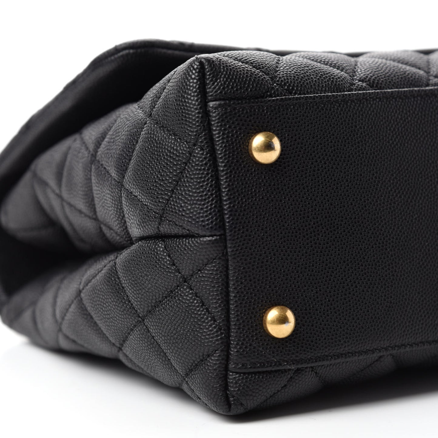 Caviar Lizard Embossed Quilted Small Coco Handle Flap Black
