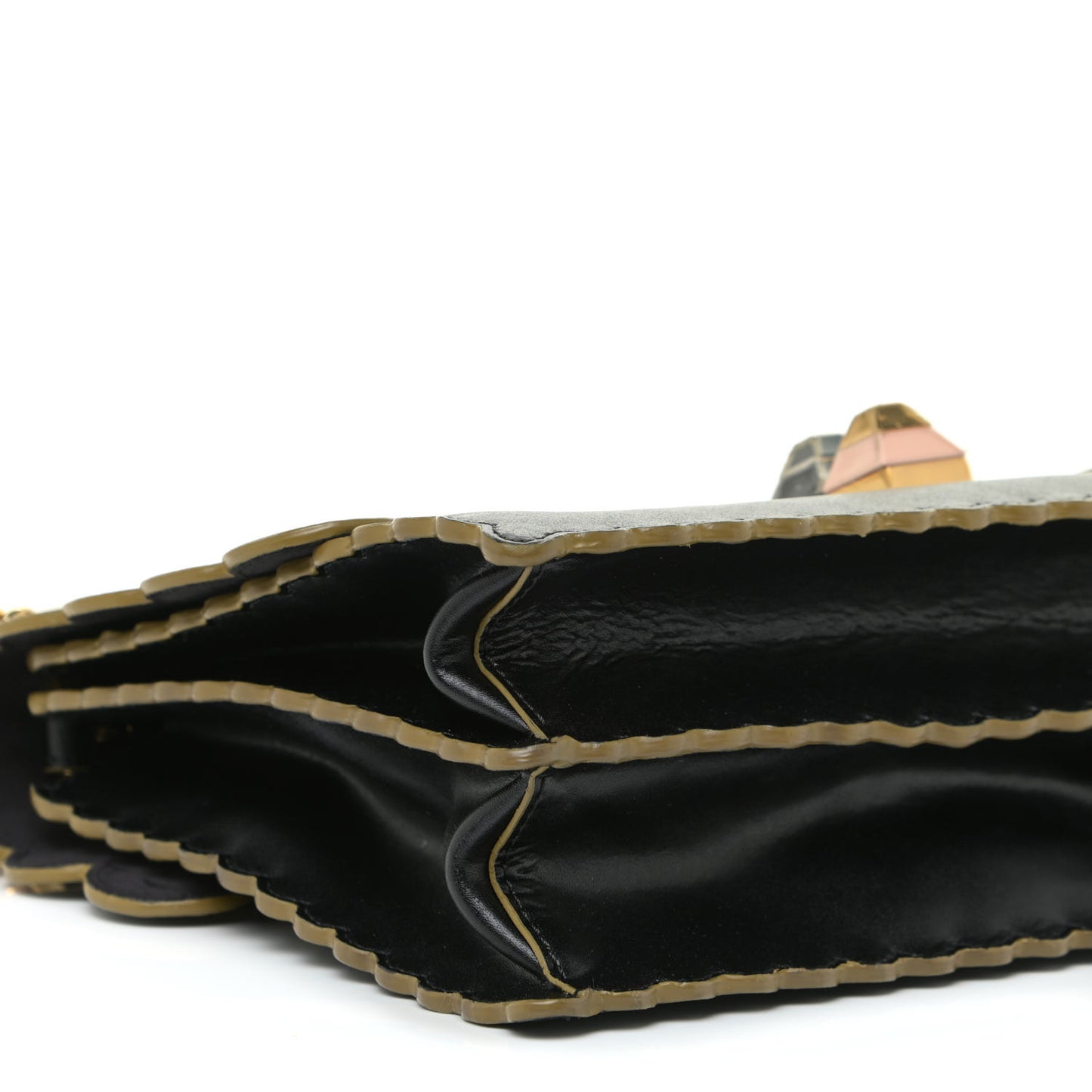 Vitello Liberty Scalloped Studded Kan I Shoulder Bag Black