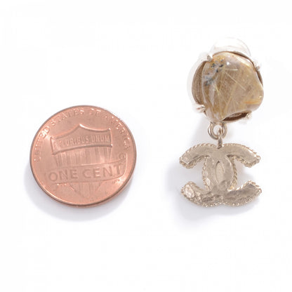 Chanel Rutilated Quartz CC Dangle Earrings Light Gold 2 of 5