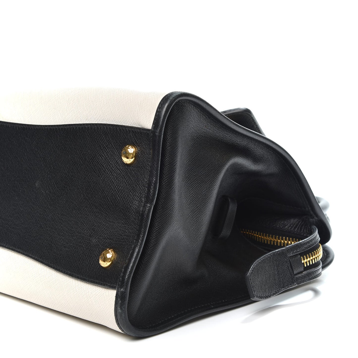 Saffiano Soft Bi-Color Tote Black White