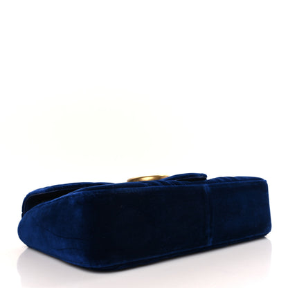 Gucci Velvet Matelasse Medium GG Marmont Shoulder Bag Cobalt Blue 4 of 9