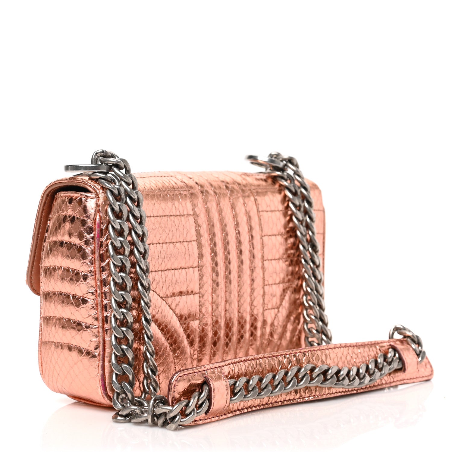 Prada Metallic Ayers Impunture Diagramme Small Chain Flap Shoulder Bag Antico Mordore 3 of 8