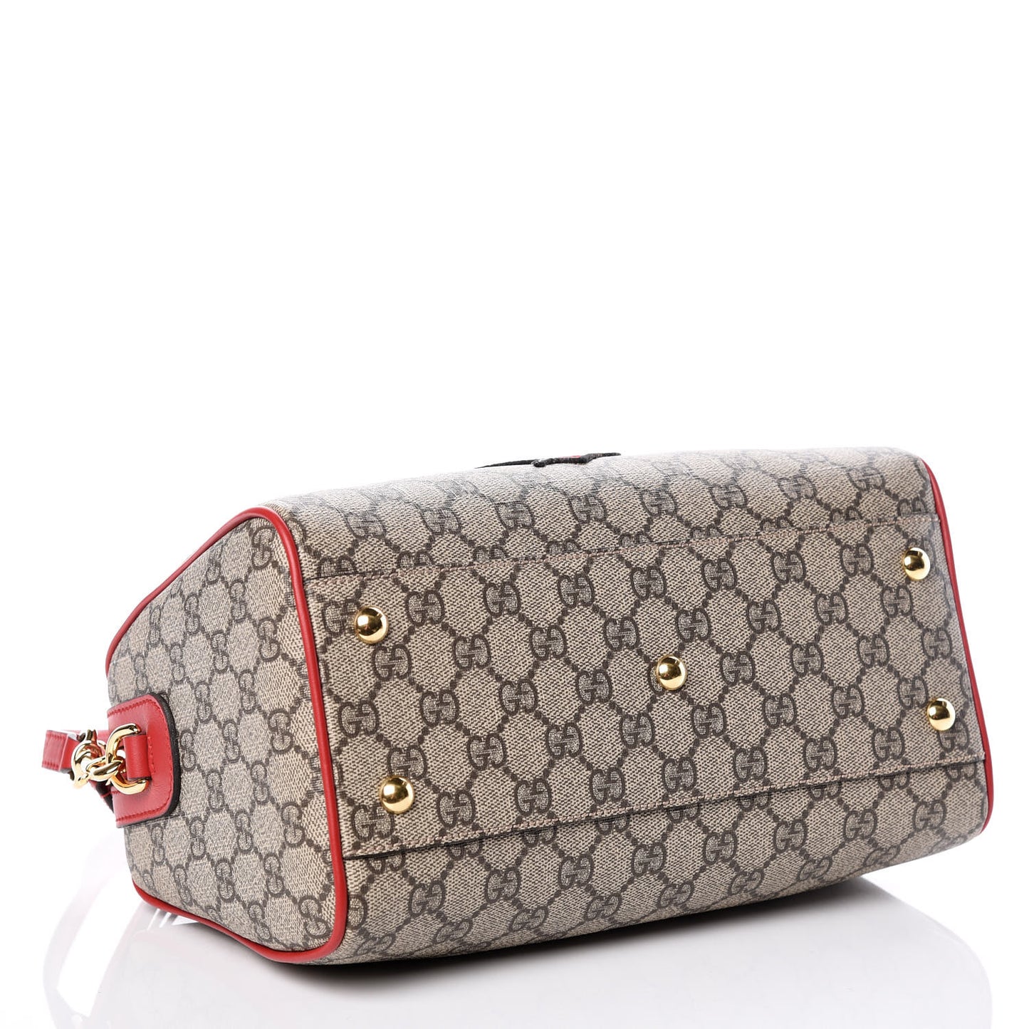 GG Supreme Monogram Kingsnake Heart Embroidered Small Boston Red