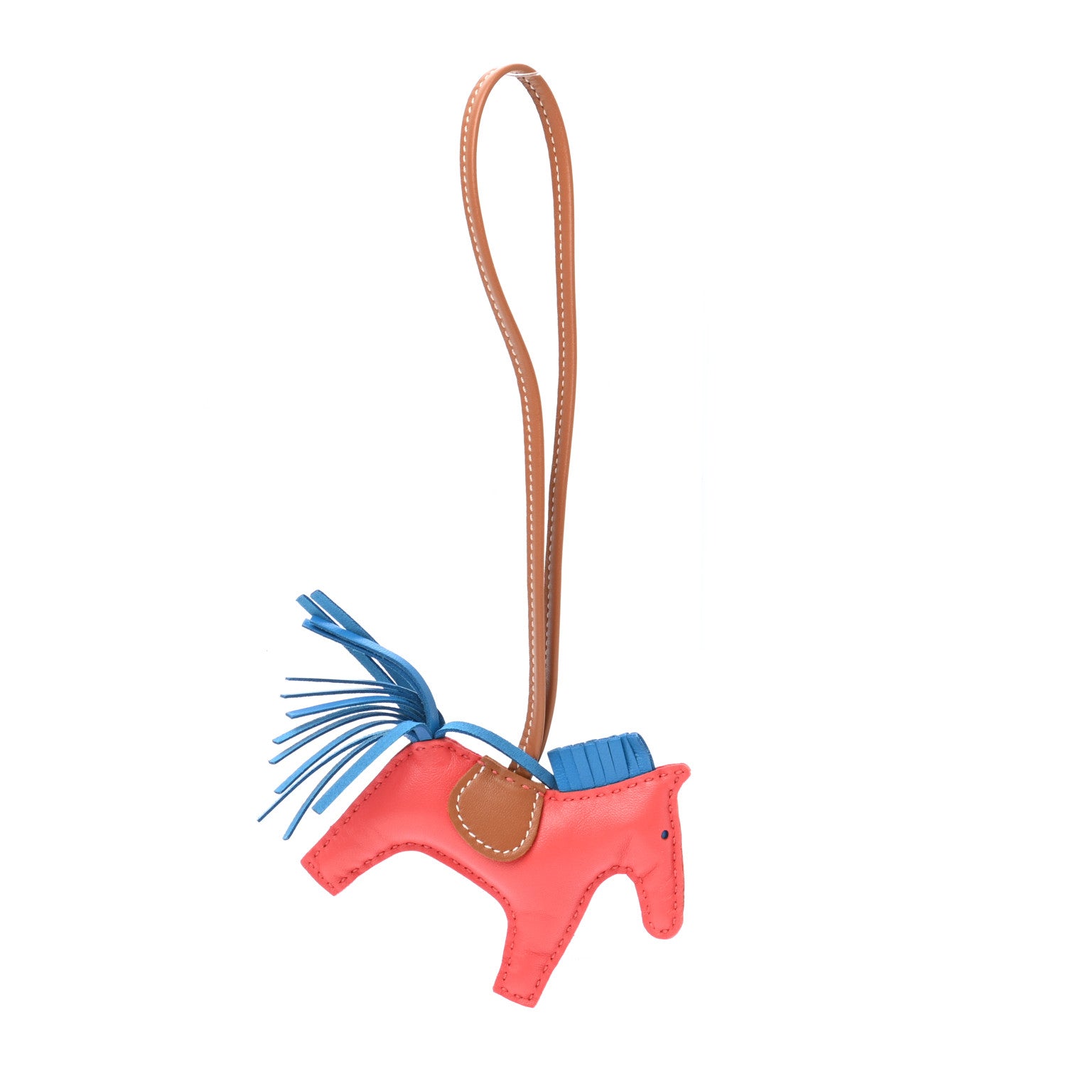 Hermes Milo Lambskin Grigri Rodeo Horse Bag Charm PM Rose Texas Bleu Zanzibar Gold 1 of 4