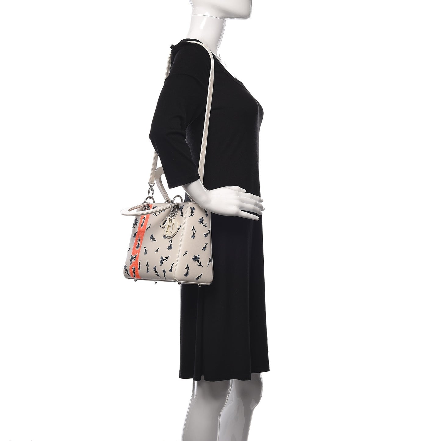 Lambskin Embroidered Sequin Medium Flower Lady Dior Off White