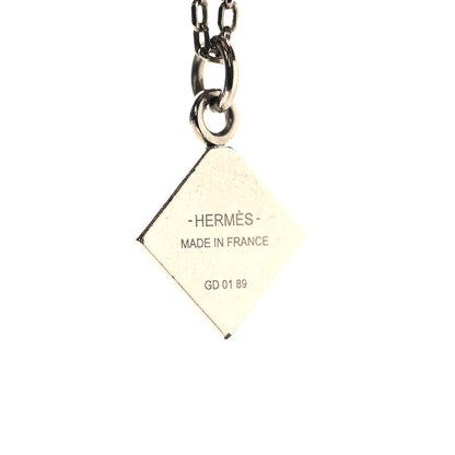 Hermes Palladium Plated Medor Folk Pendant Necklace White 5 of 6