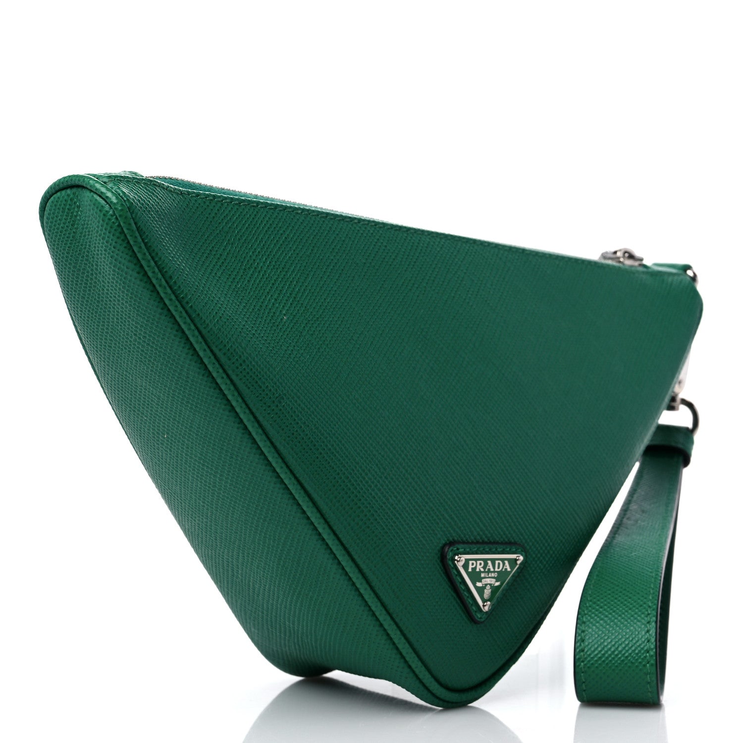 Prada Saffiano Cuir Triangle Wristlet Mango 3 of 8