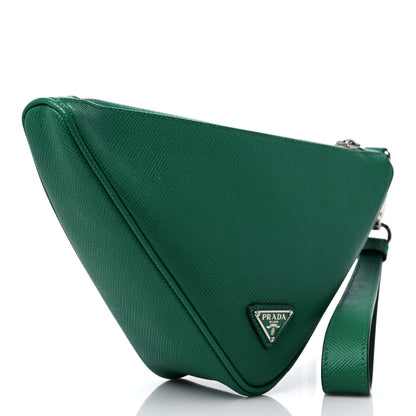 Prada Saffiano Cuir Triangle Wristlet Mango 3 of 8