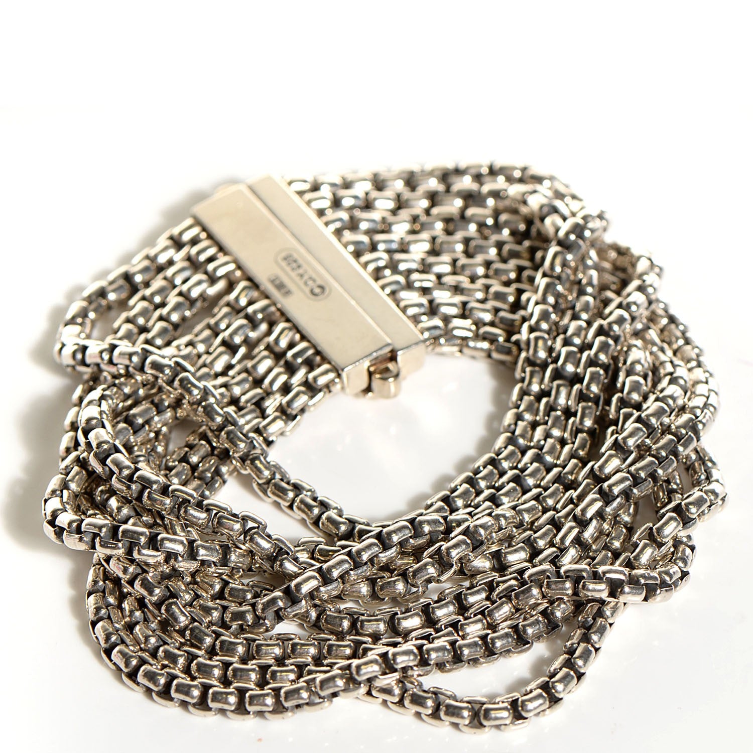 David Yurman Sterling Silver Eight-Row Box Chain Bracelet 3 of 9