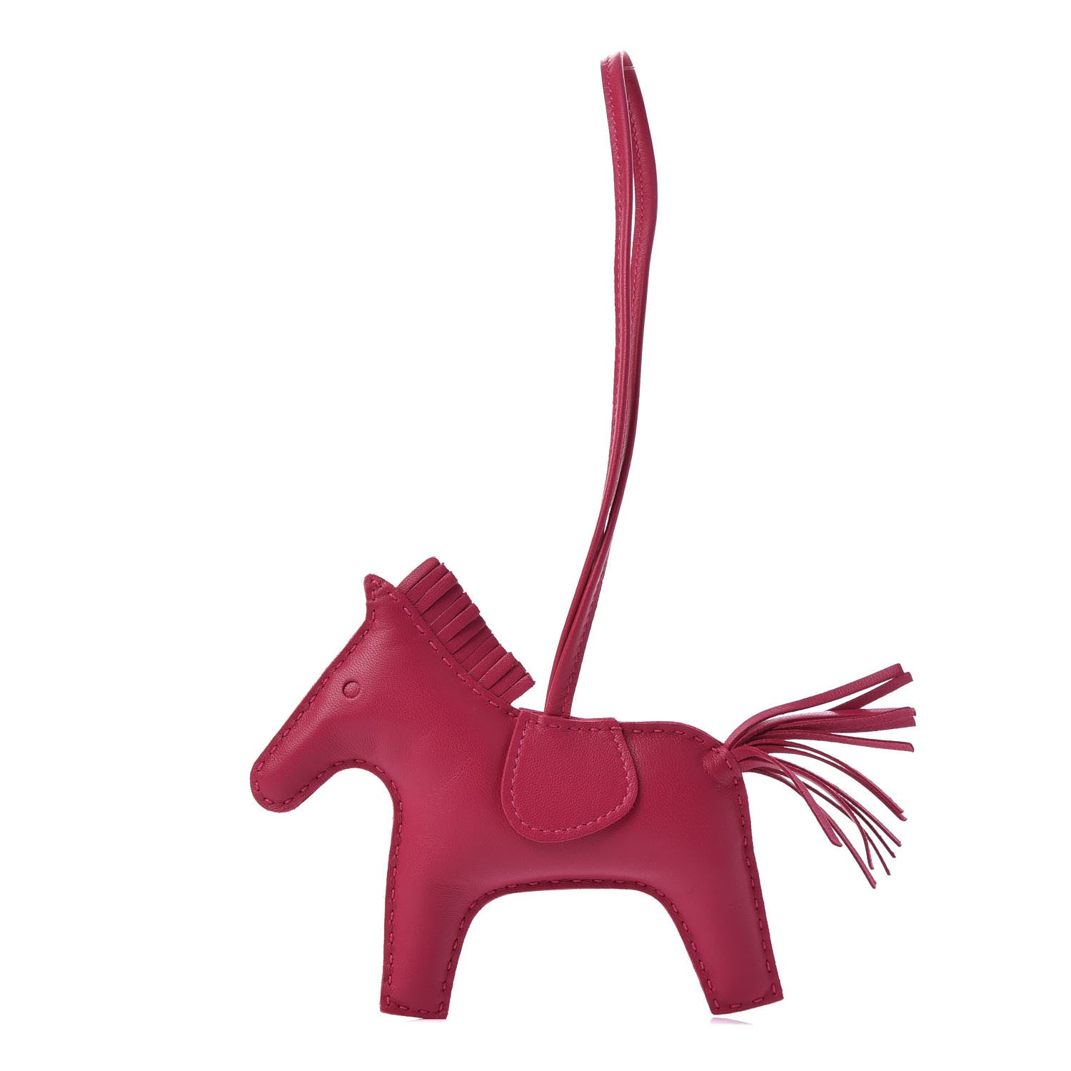 Hermes Milo Lambskin Grigri Rodeo Horse Bag Charm GM Rose Mexico 1 of 4