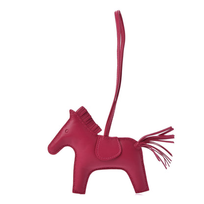 Hermes Milo Lambskin Grigri Rodeo Horse Bag Charm GM Rose Mexico 1 of 4