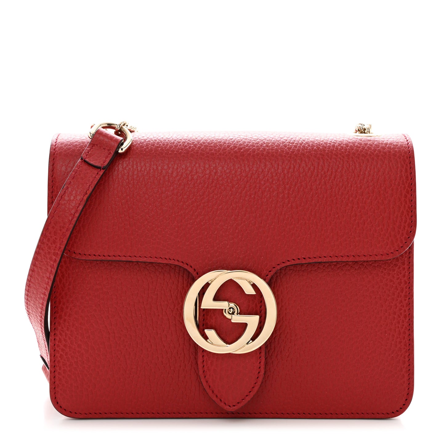 Dollar Calfskin Small Interlocking G Shoulder Bag Sun Orange