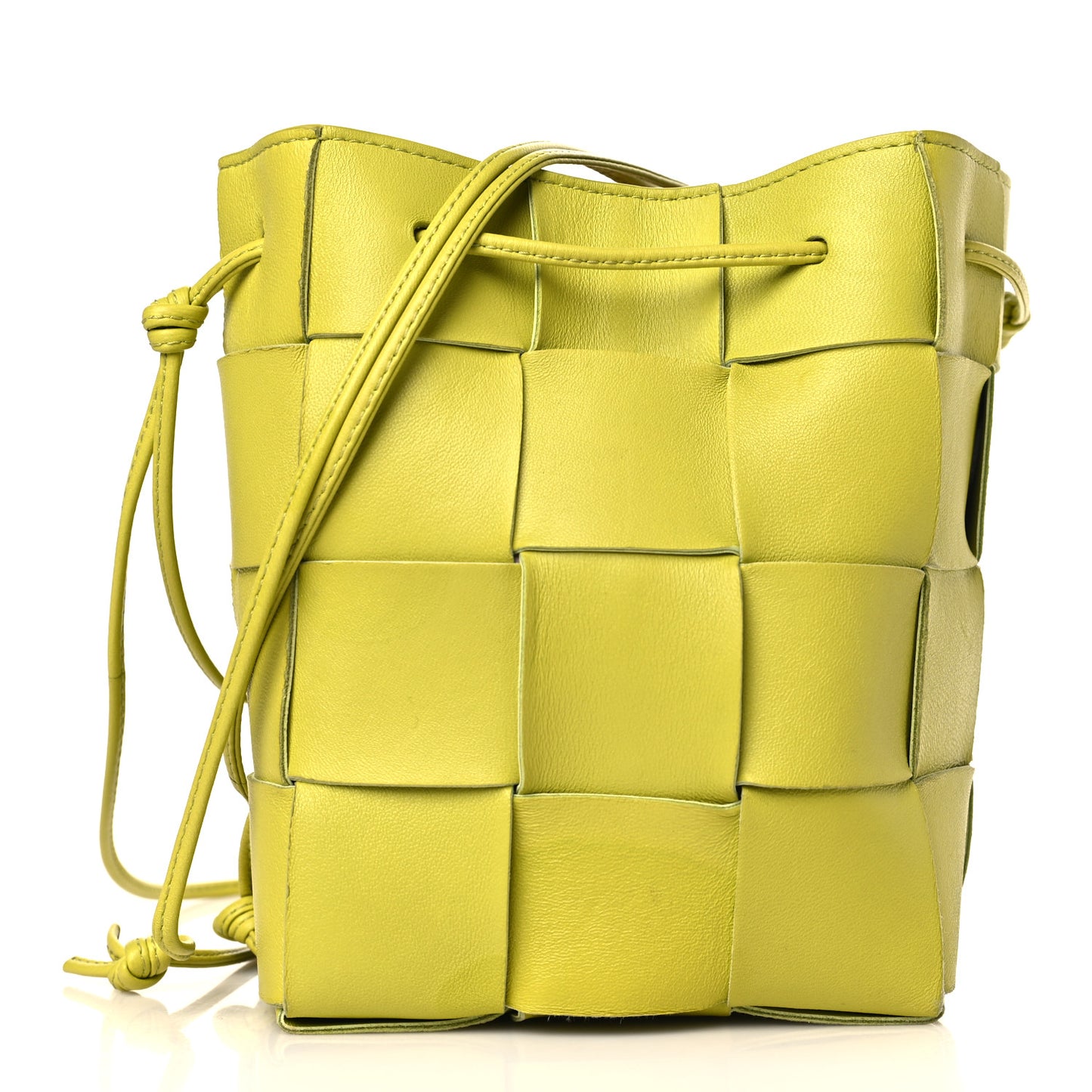 Nappa Maxi Intrecciato Cassette Bucket Bag Kiwi