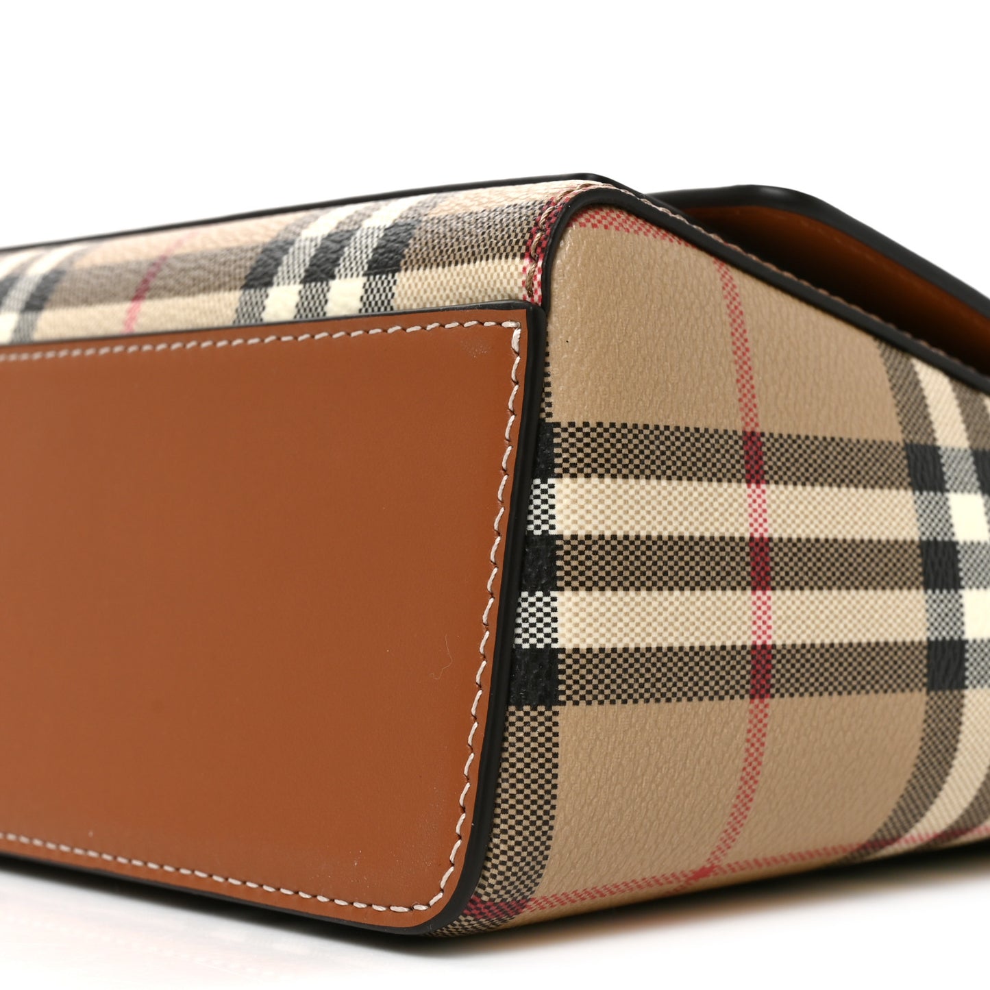 Coated Canvas Calfskin Vintage Check Medium Note Crossbody Bag Briar Brown