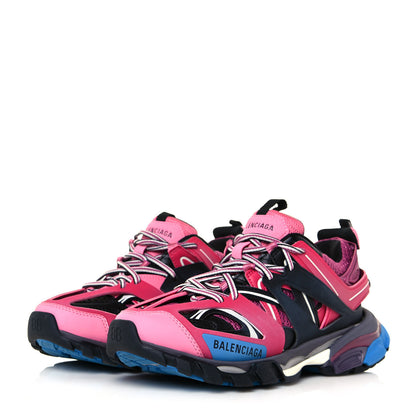 Balenciaga Mesh Nylon Metallic Fabric Womens Track Sneakers 37 Pink Blue 3 of 8