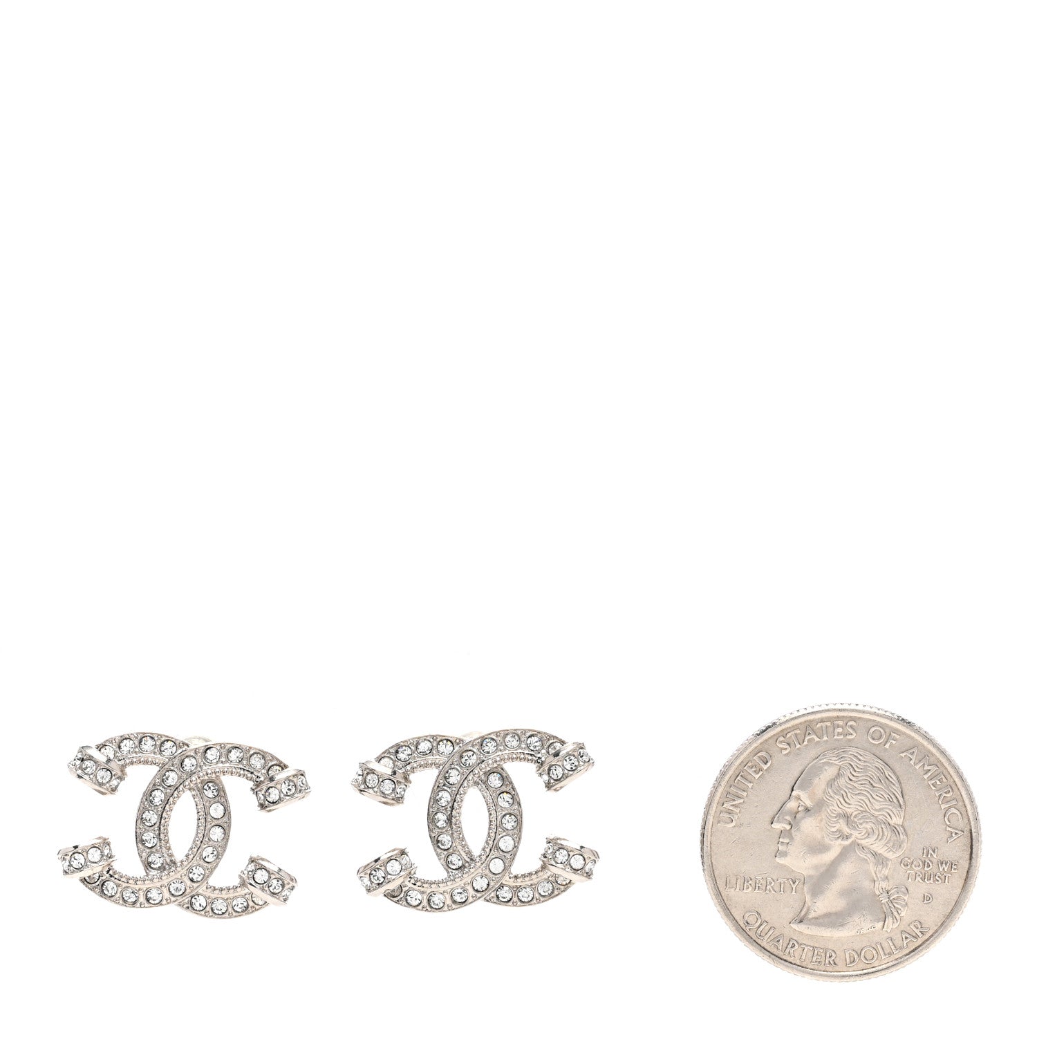 Chanel Crystal CC Earrings Silver 2 of 5