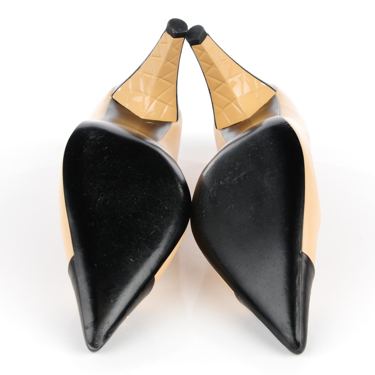 Lambskin Cap Toe Ankle Gaiter Pumps 39.5 Beige Black