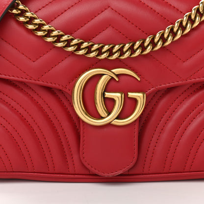 Gucci Calfskin Matelasse Small GG Marmont Shoulder Bag Hibiscus Red 8 of 12