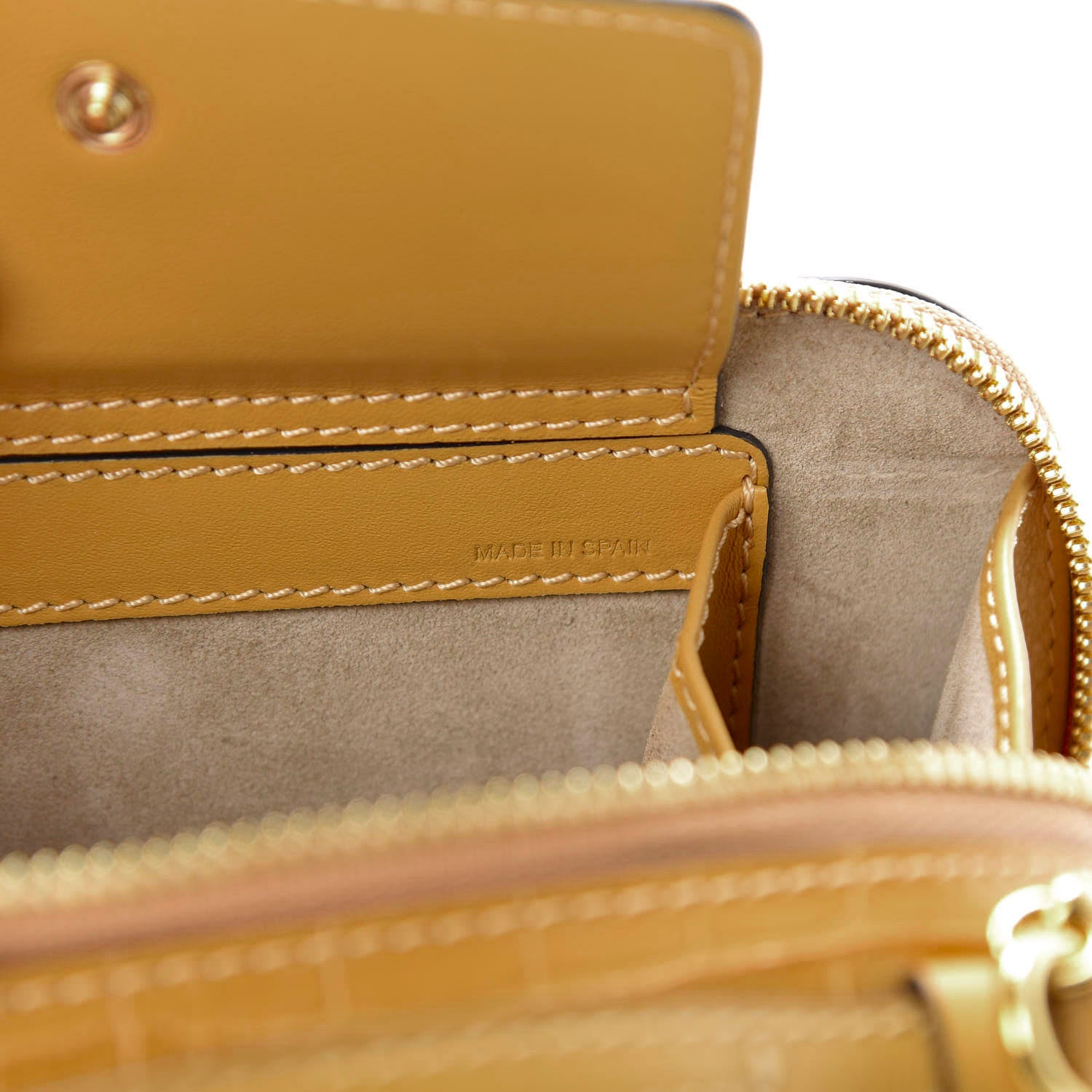 Chloe Calfskin Crocodile Embossed Mini C Vanity Bag Honey Gold 7 of 13