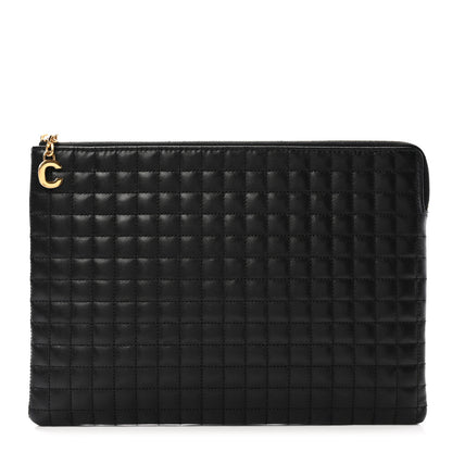 Celine Calfskin Quilted C Charm Pouch Black 1 of 6
