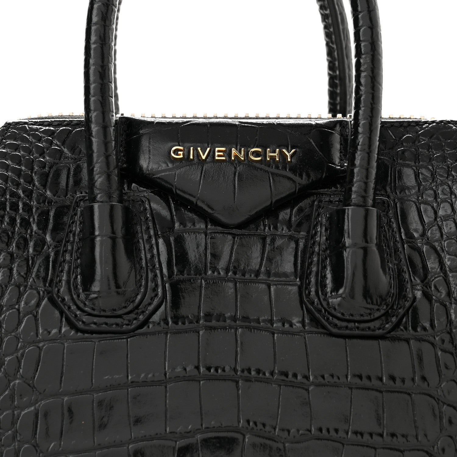 Givenchy Calfskin Crocodile Embossed Mini Antigona Black 7 of 9