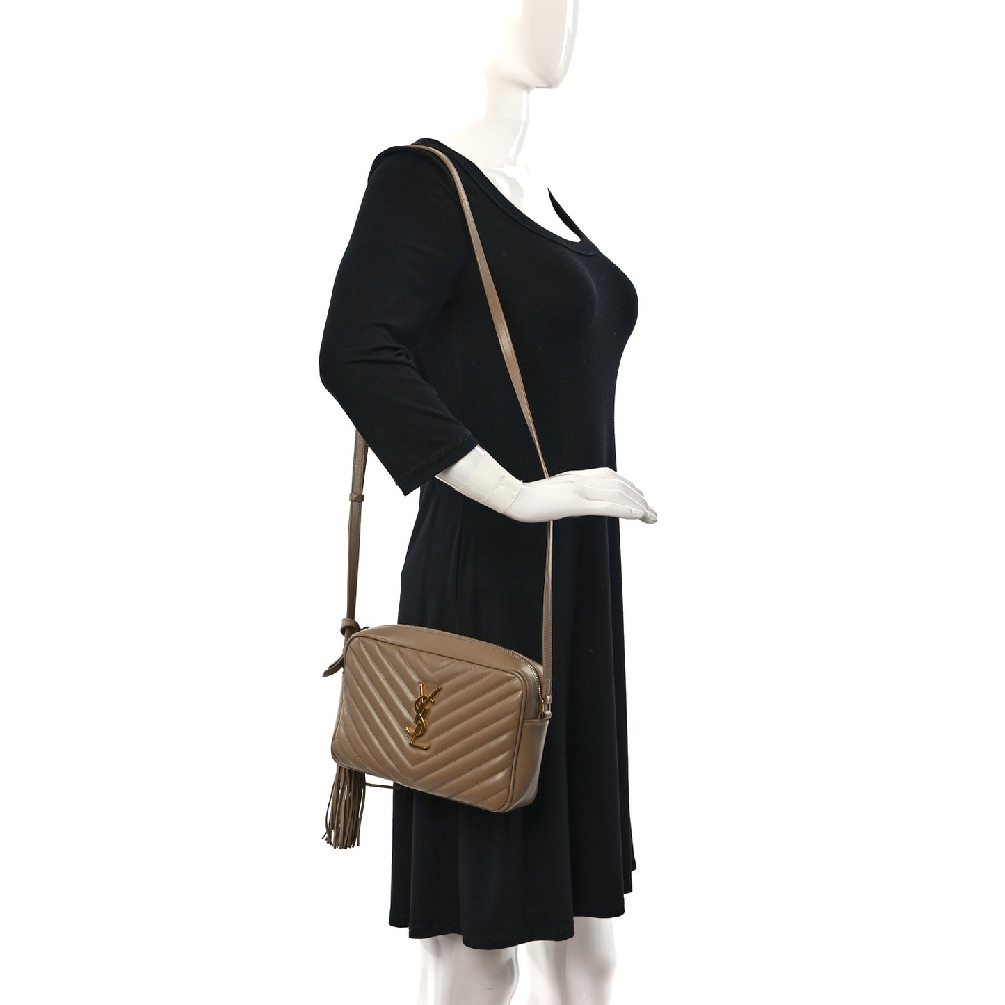 Calfskin Matelasse Monogram Lou Camera Bag Dark Beige