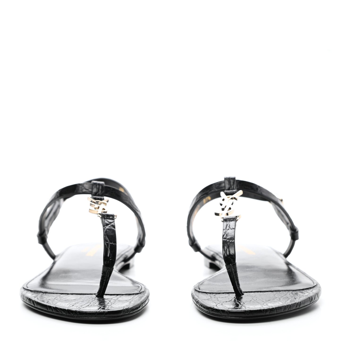 Patent Calfskin Cassandra Monogram Sandals 37.5 Black