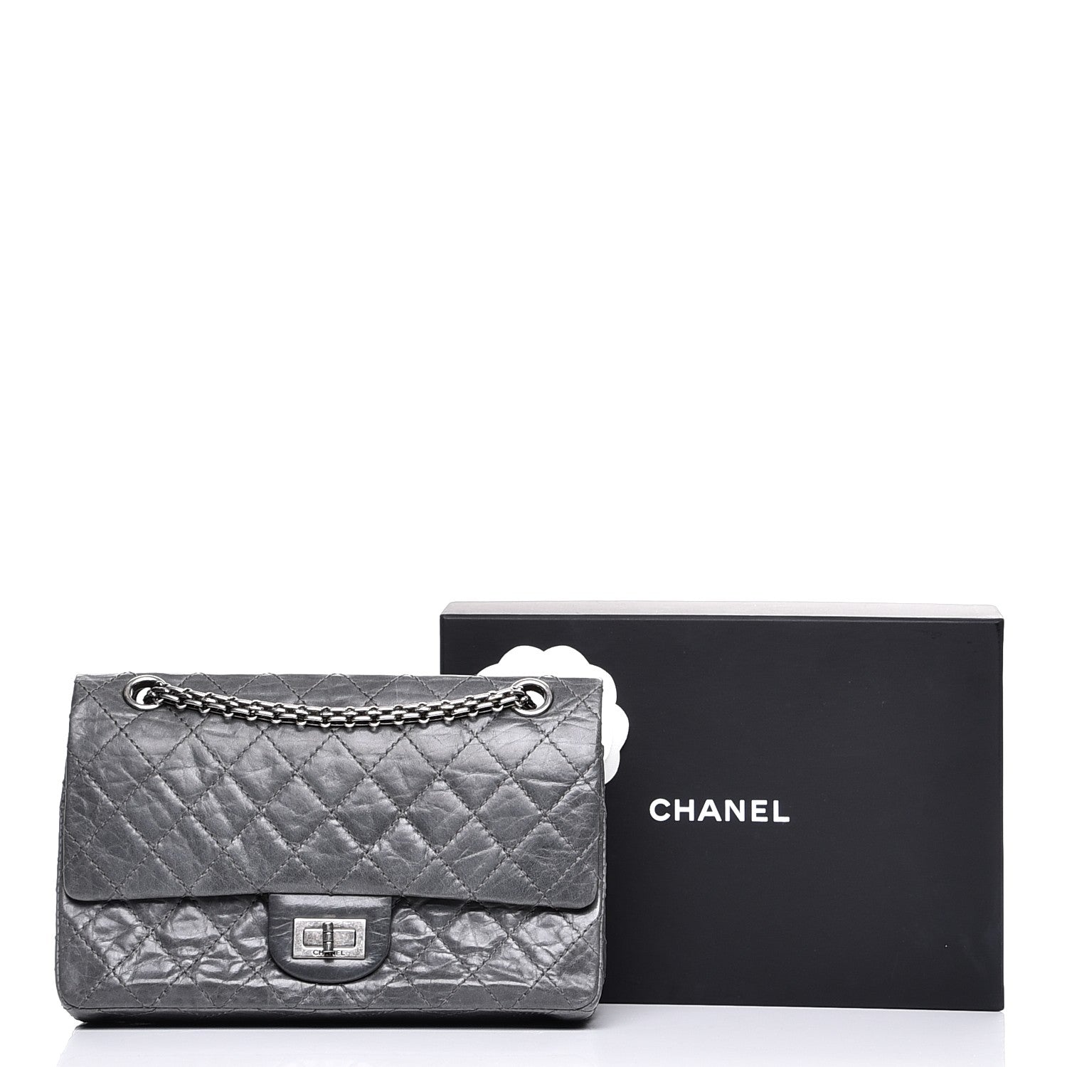 Chanel Aged Calfskin Quilted 50th Anniversary 2.55 Reissue 225 Flap Grey 10 of 10