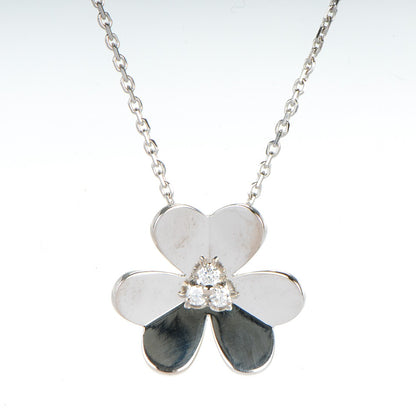 Van Cleef & Arpels 18K White Gold Diamond Large Frivole Pendant Necklace 3 of 5