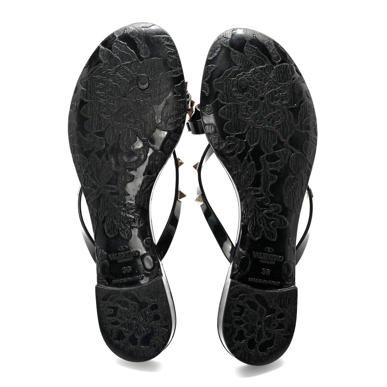 Valentino Garavani PVC Jelly Rockstud Bow Thong Sandals 38 Black 5 of 9