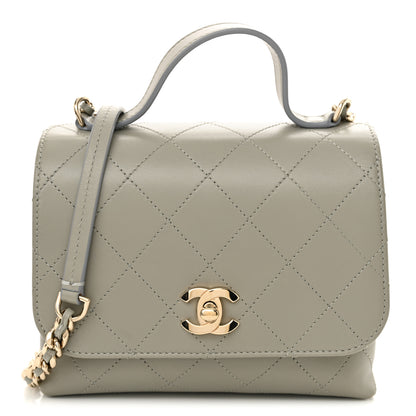 Chanel Calfskin Quilted Small Double Pocket Top Handle Flap Grey 1 of 11