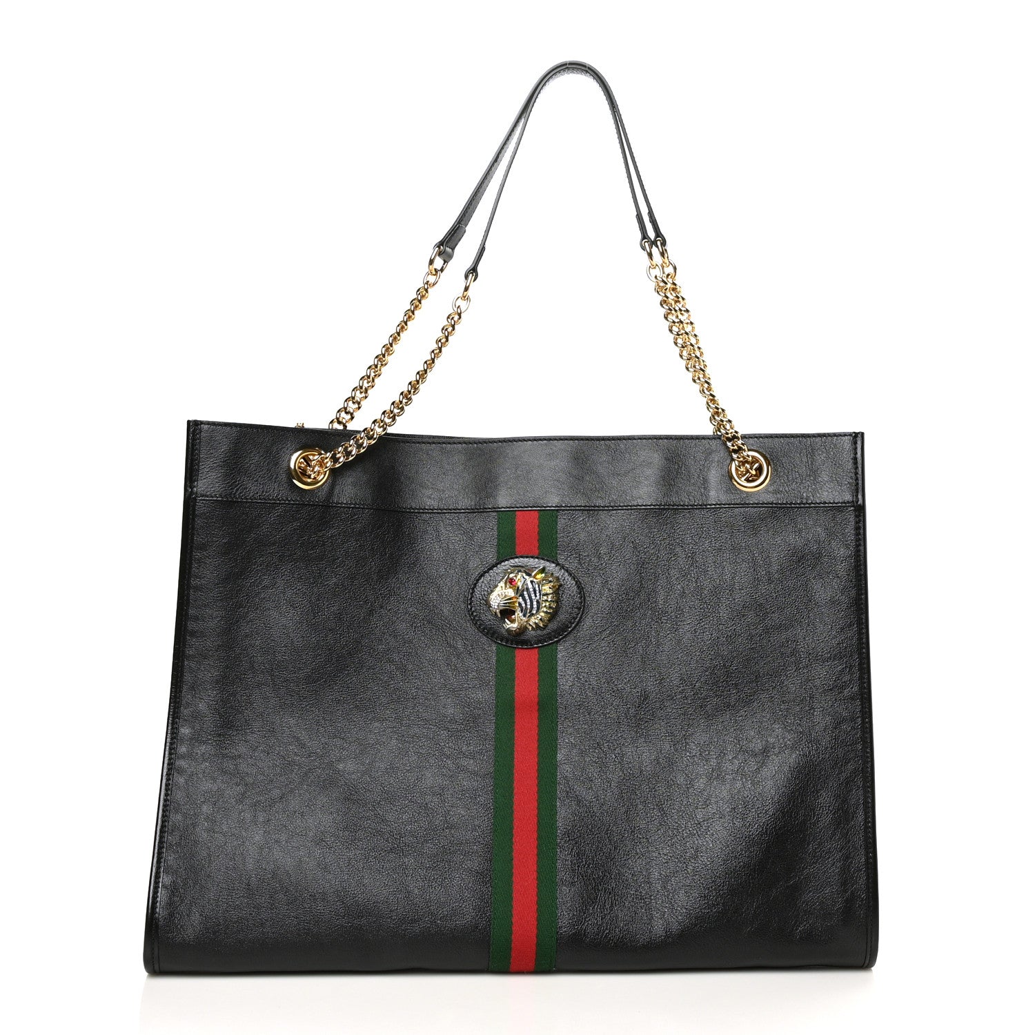 Gucci Calfskin Large Rajah Chain Tote Black 3 of 9
