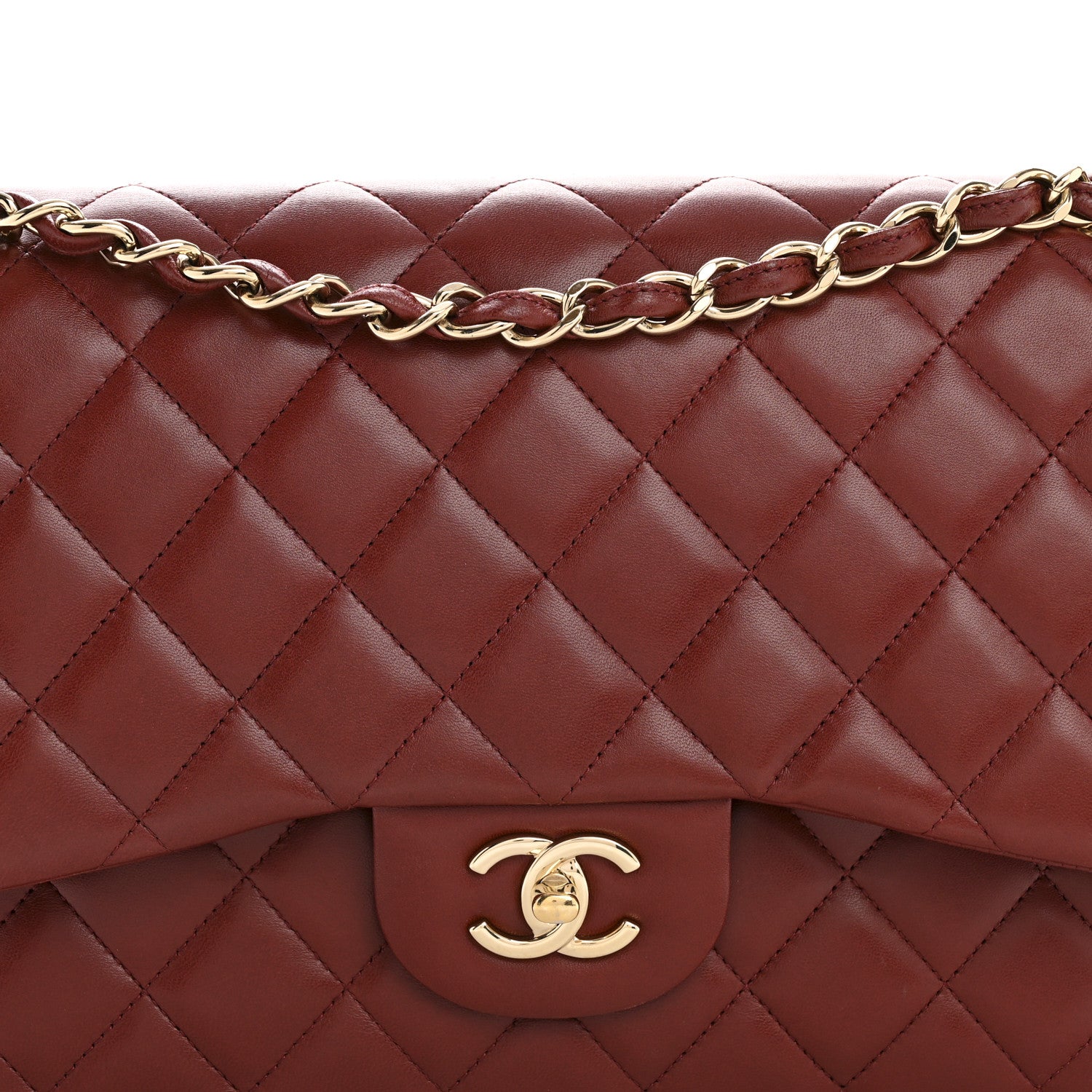 Chanel Lambskin Quilted Jumbo Double Flap Burgundy 8 of 14
