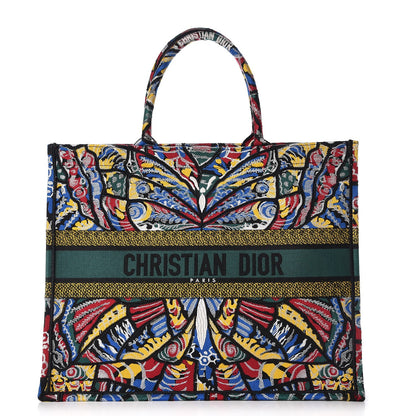 Christian Dior Canvas Embroidered Butterfly Book Tote Black Multicolor 1 of 9