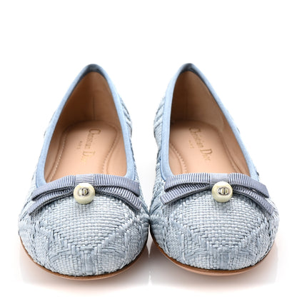 Christian Dior Raffia Cannage Ballet Flat 36 Bleu Pastel 3 of 10