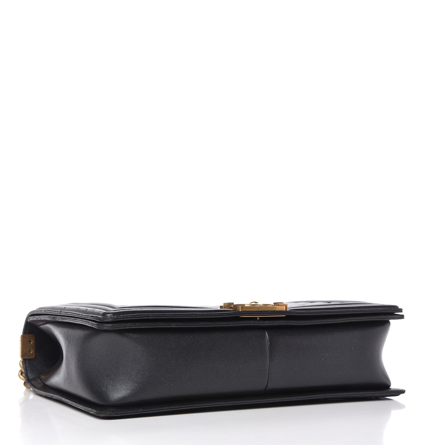 Calfskin Quilted Large Boy Flap Black