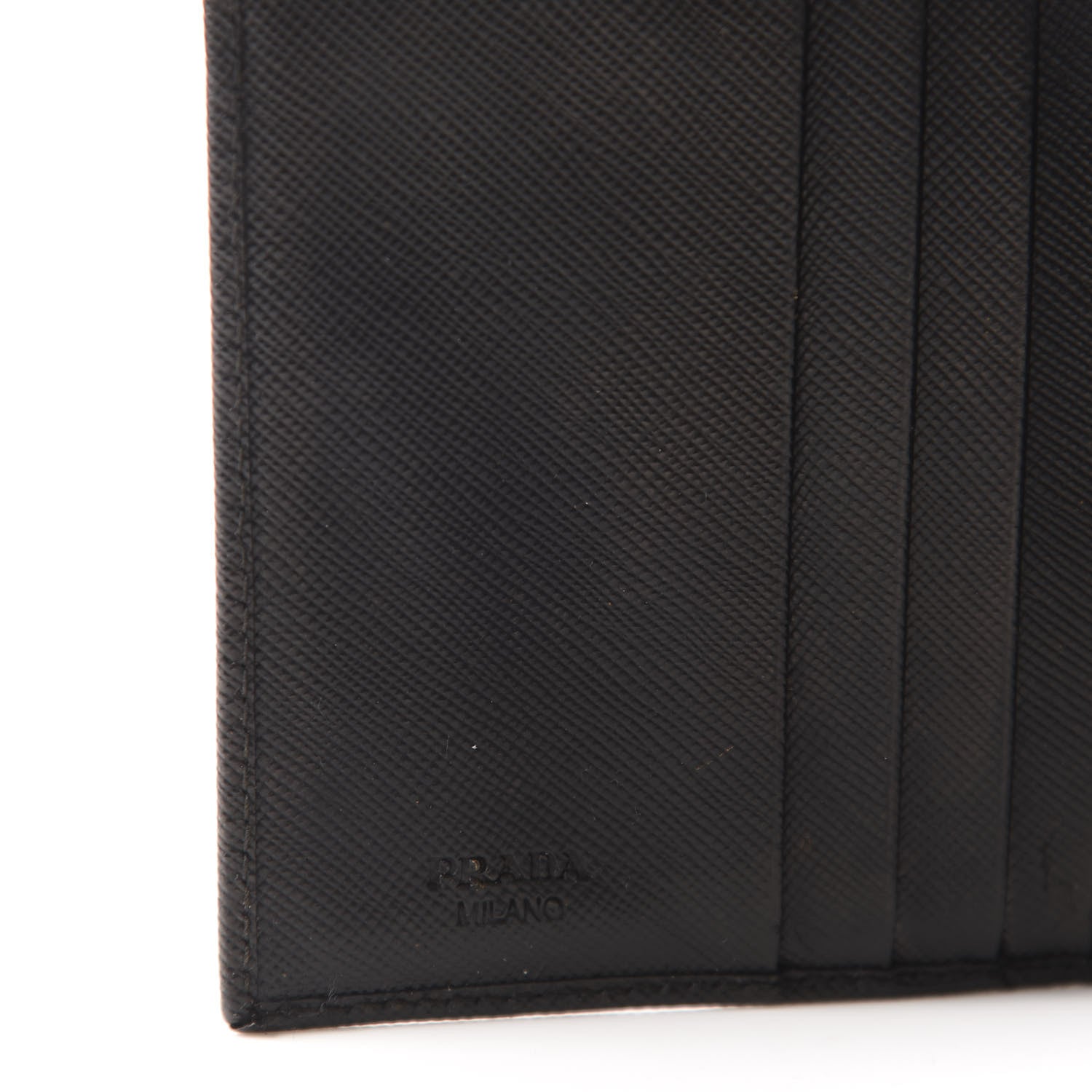 Prada Saffiano Metal Tri-Fold Wallet Black 7 of 8