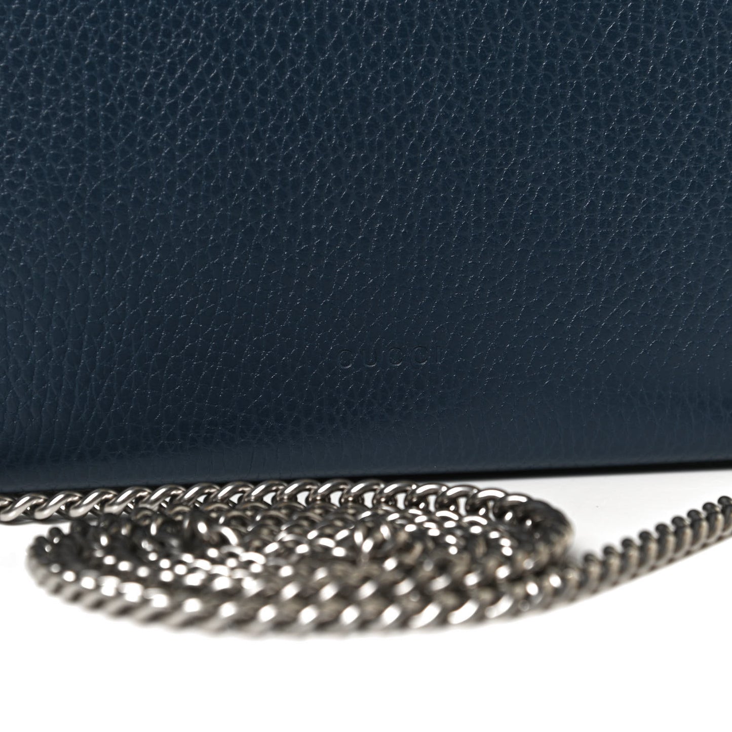 Dollar Calfskin Crystal Mini Dionysus Chain Wallet Blue Agata Black Diamond