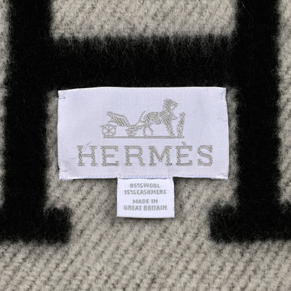 Hermes Wool Cashmere Signature Avalon Blanket Black 3 of 3