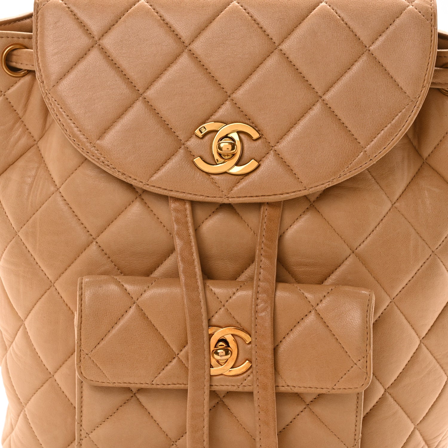 Chanel Lambskin Quilted Backpack Beige 8 of 10