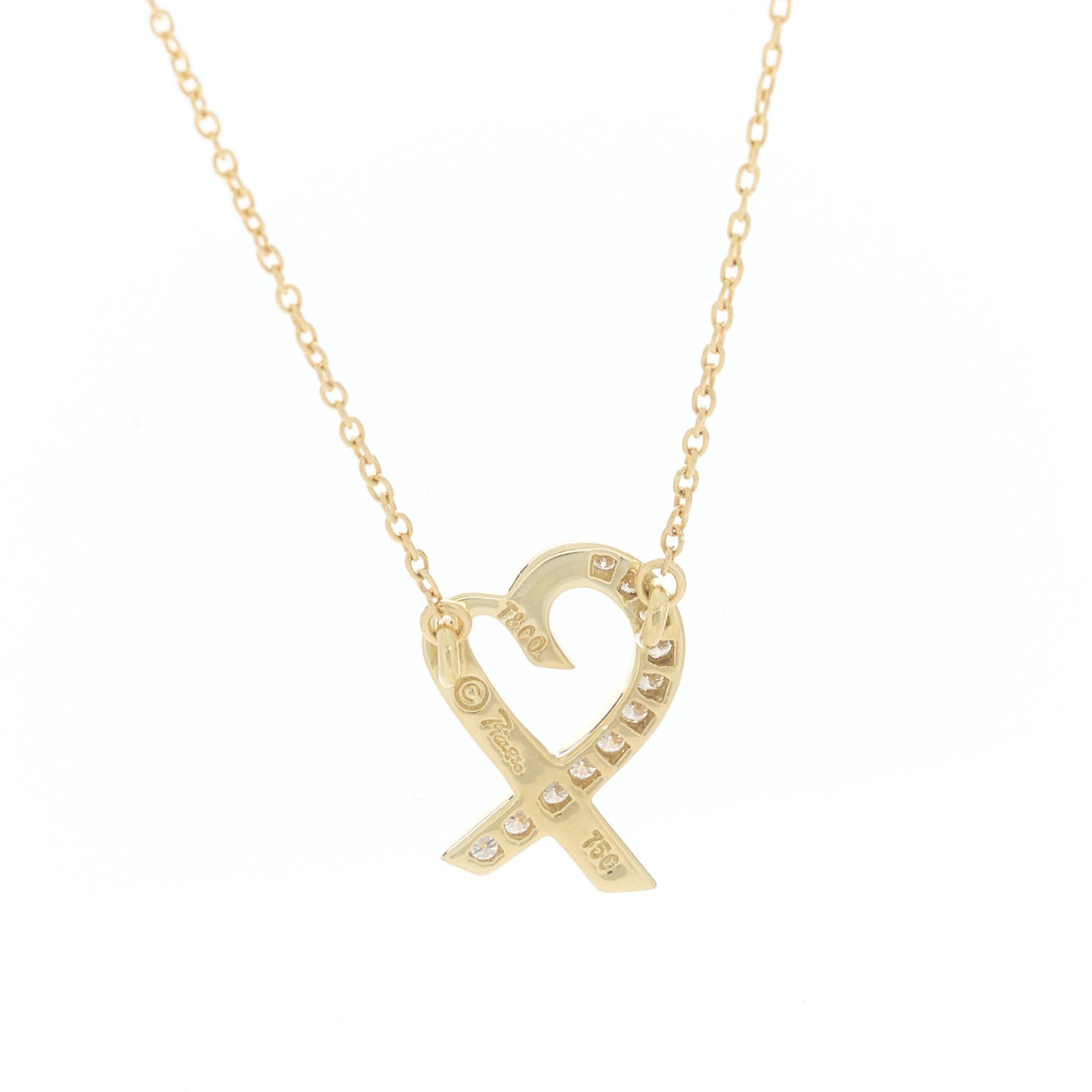 18K Yellow Gold Diamond Small Paloma Picasso Loving Heart Pendant Necklace
