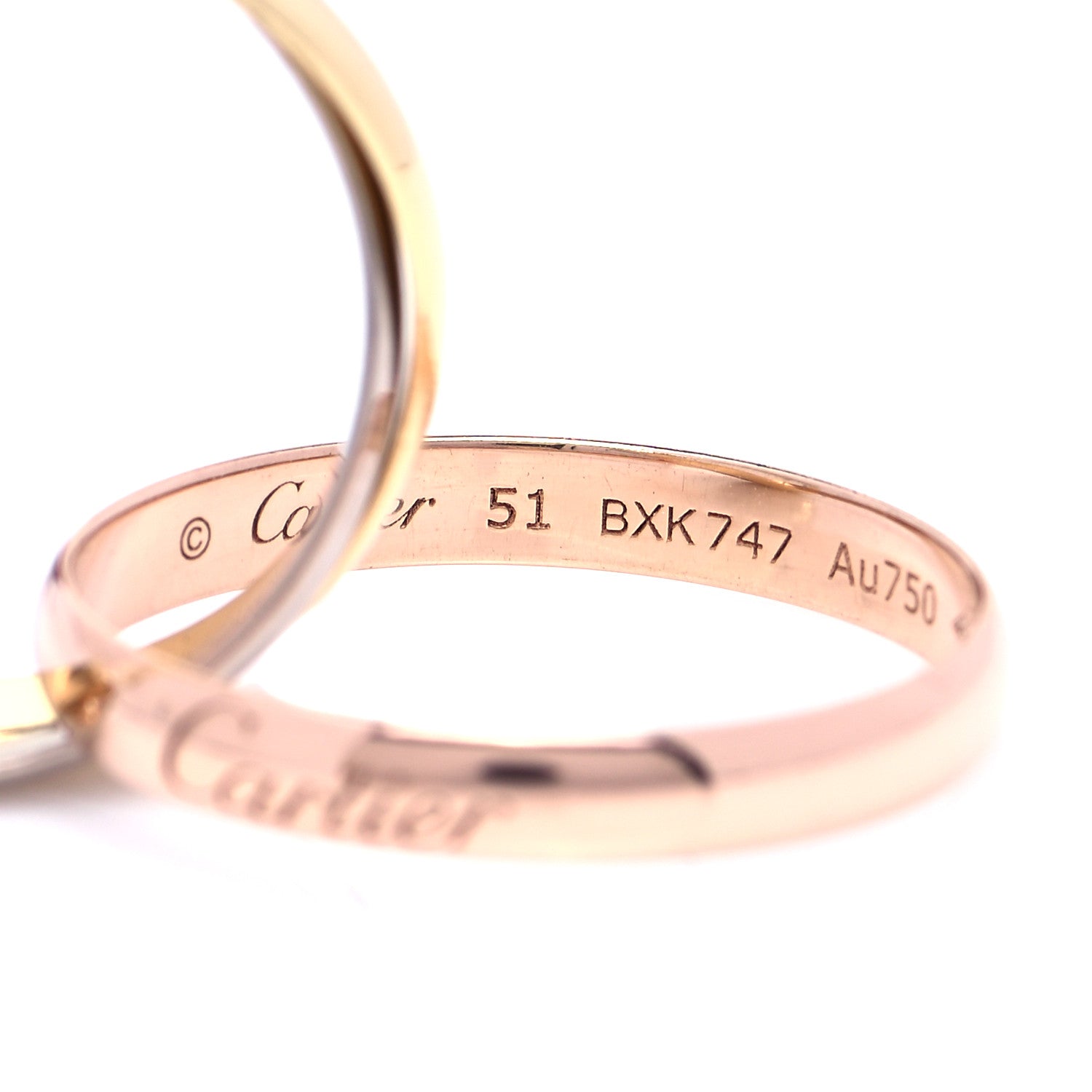 Cartier 18K Pink Yellow White Gold Classic Trinity Ring 51 5.75 7 of 10