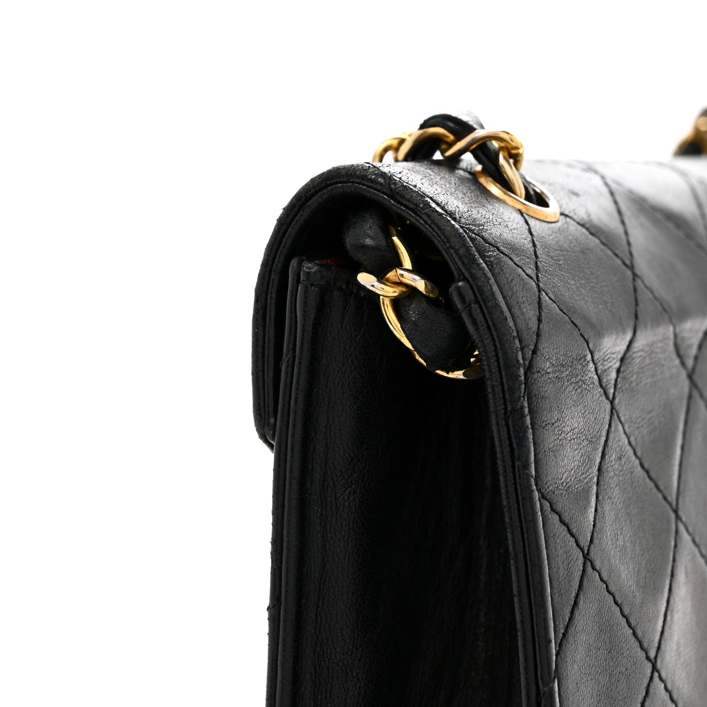 Lambskin Quilted Envelope Flap Black