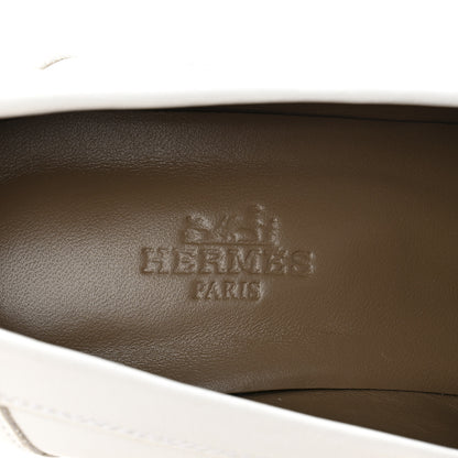 Hermes Calfskin Womens Dauphine 70 Moccasin Loafers 37.5 White 8 of 10